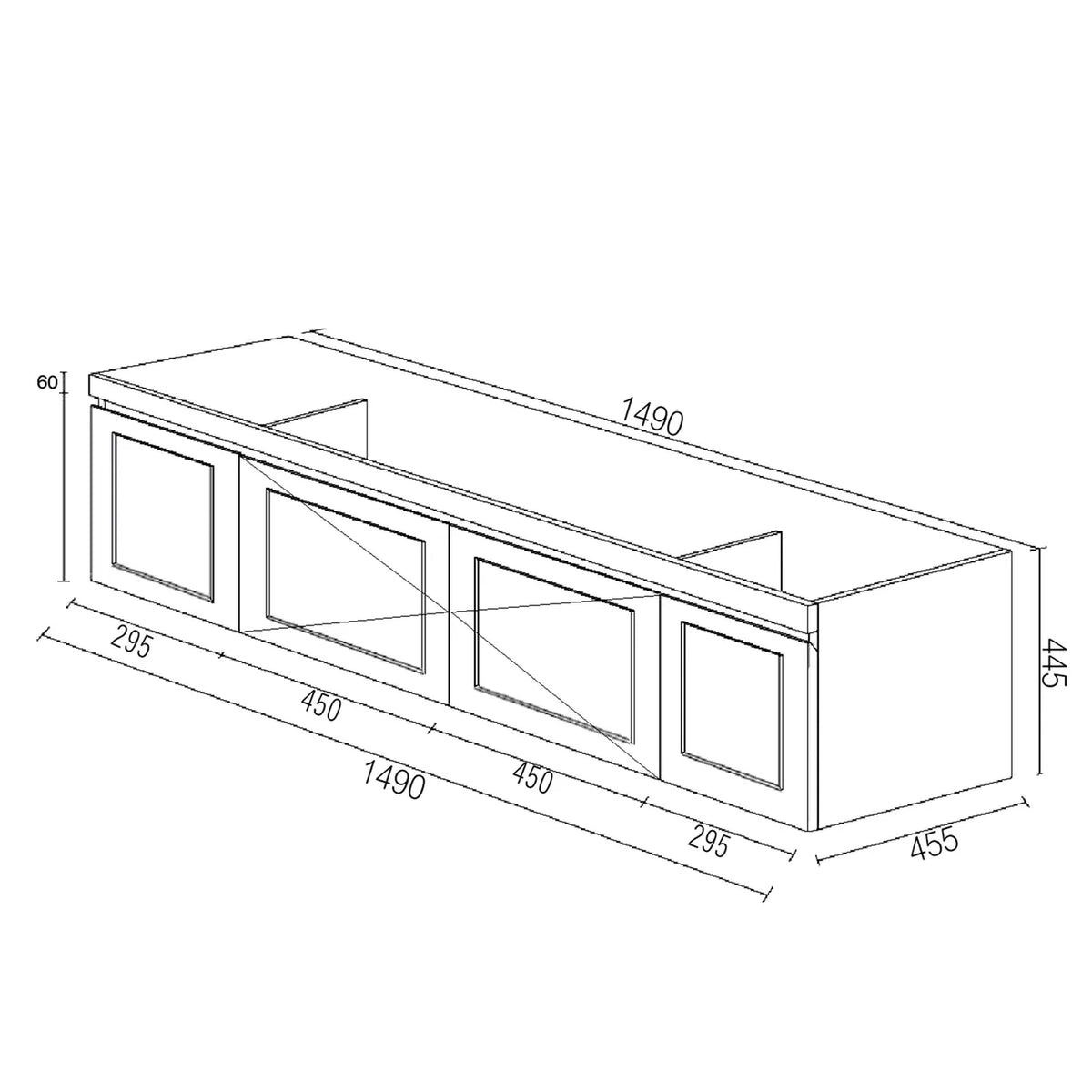 OTTI HAMPTON MARK II MATTE GREY 1500MM DOUBLE BOWL WALL HUNG VANITY