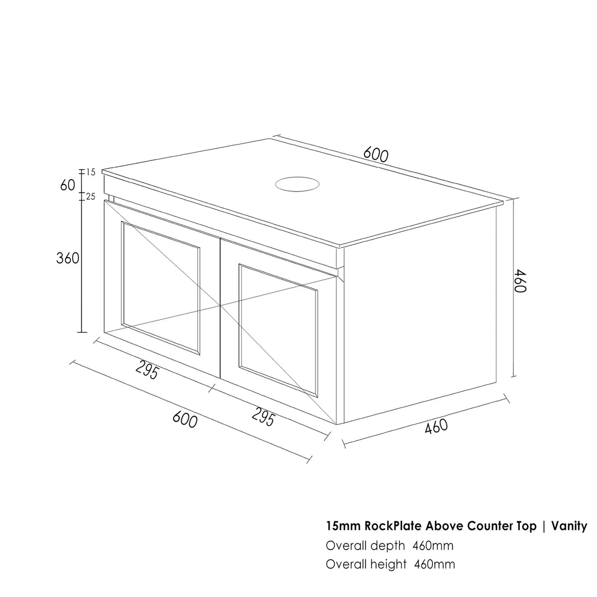 OTTI HAMPTON MARK II MATTE WHITE 600MM WALL HUNG VANITY