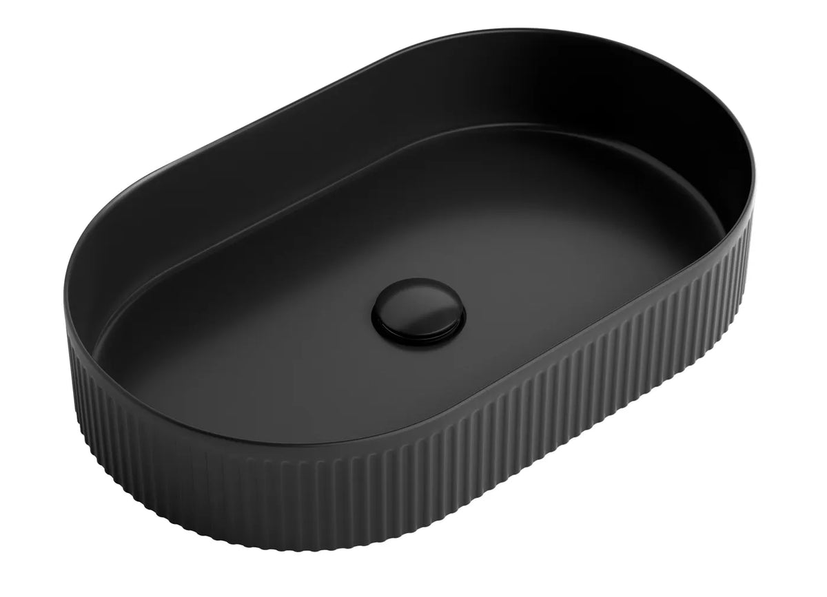 OTTI KENSINGTON FLUTED OVAL BASIN MATTE BLACK 580MM