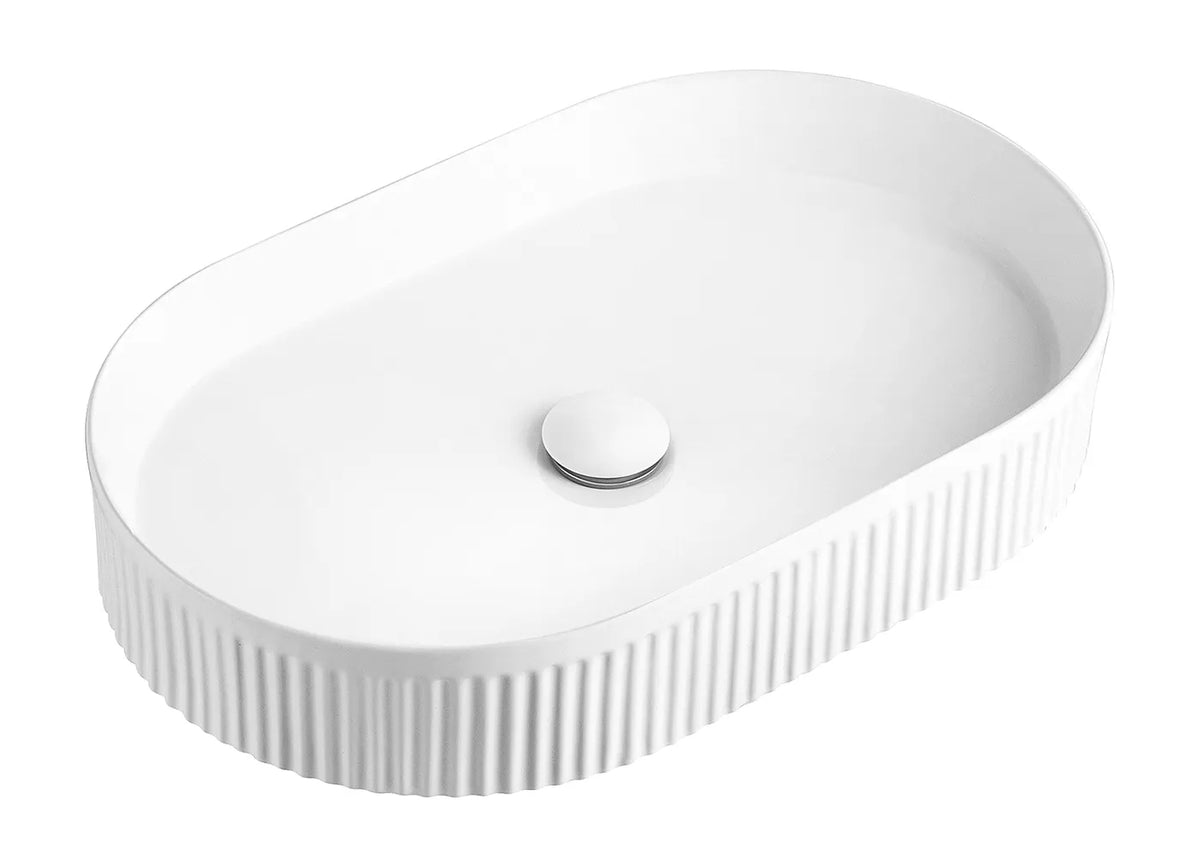 OTTI KENSINGTON FLUTED OVAL BASIN MATTE WHITE 580MM