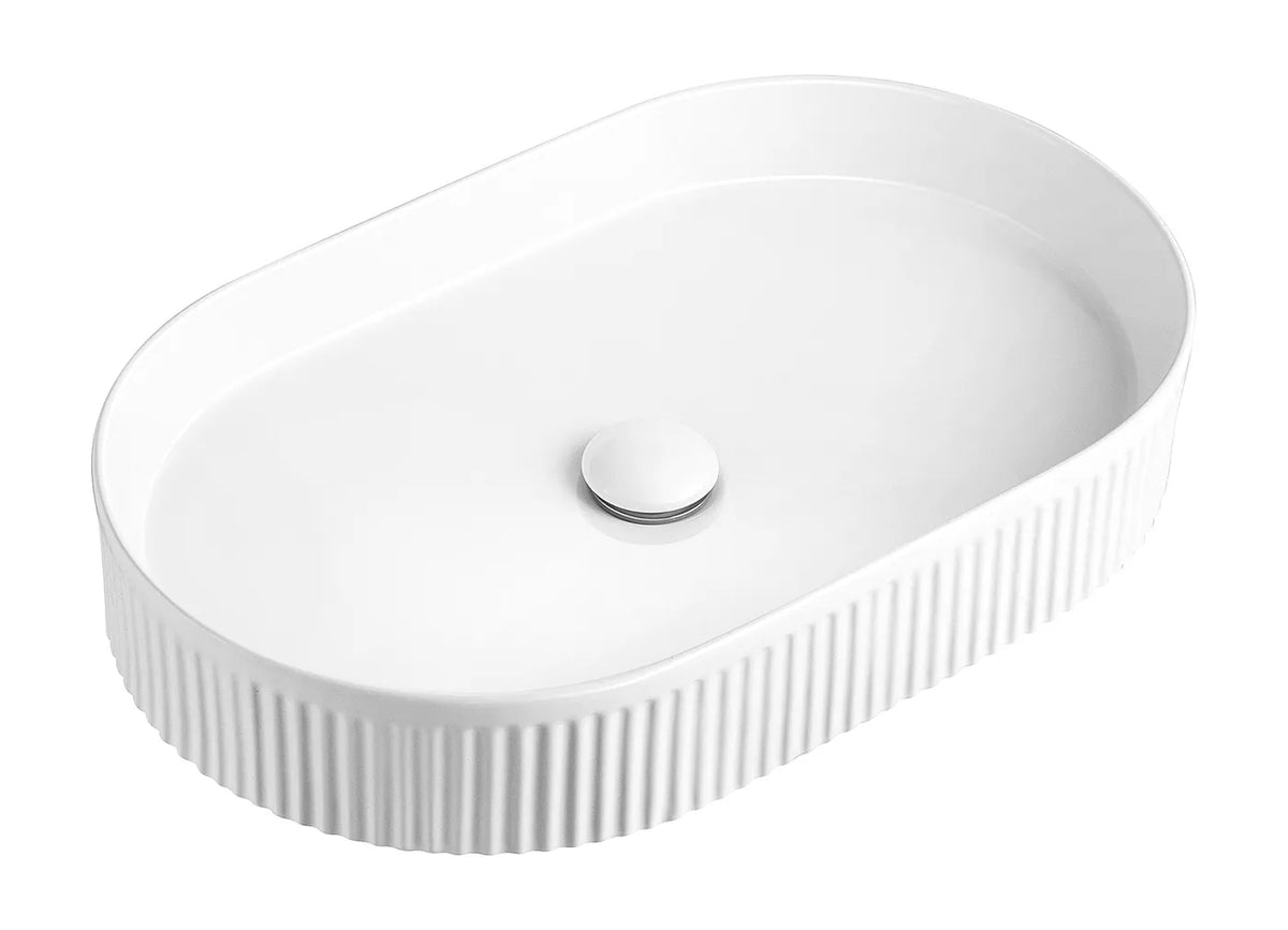 OTTI KENSINGTON FLUTED OVAL BASIN MATTE BLACK 580MM