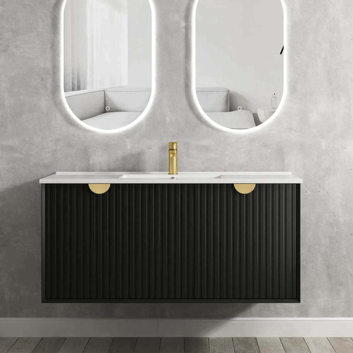 OTTI MARLO MATTE BLACK 1200MM WALL HUNG VANITY