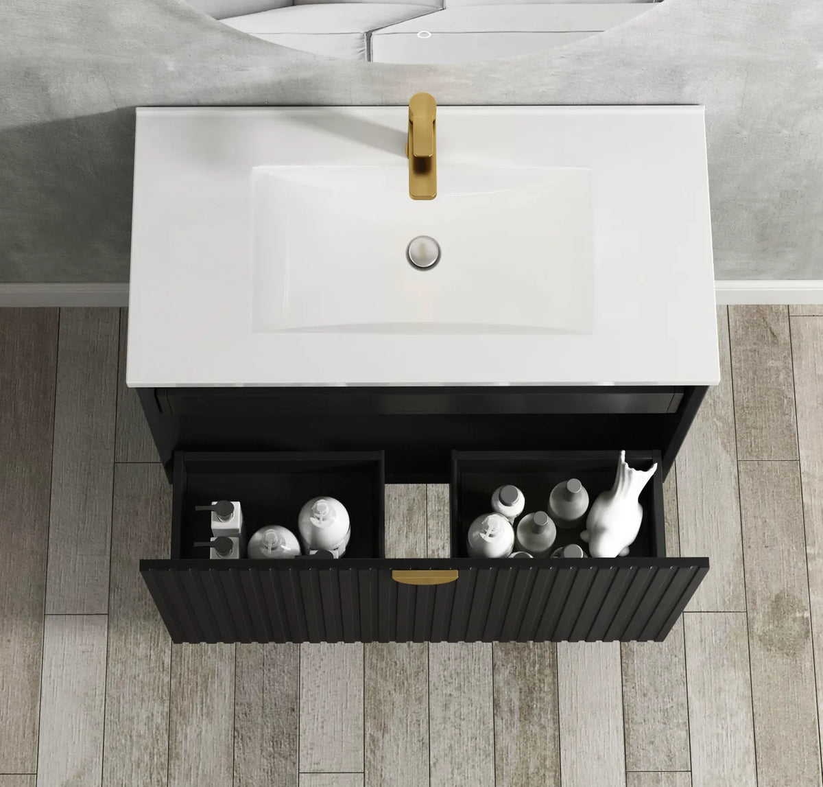 OTTI MARLO MATTE BLACK 600MM FLOOR STANDING VANITY