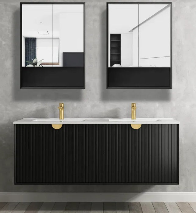 OTTI MARLO WALL HUNG BLACK SHAVING CABINET 600MM