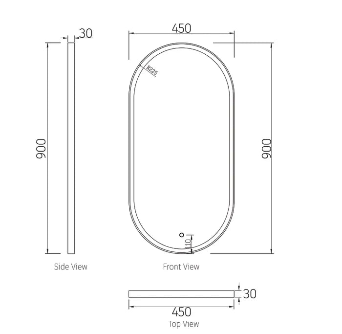 OTTI METAL FRAMED LED MIRROR GOLD 450X900MM