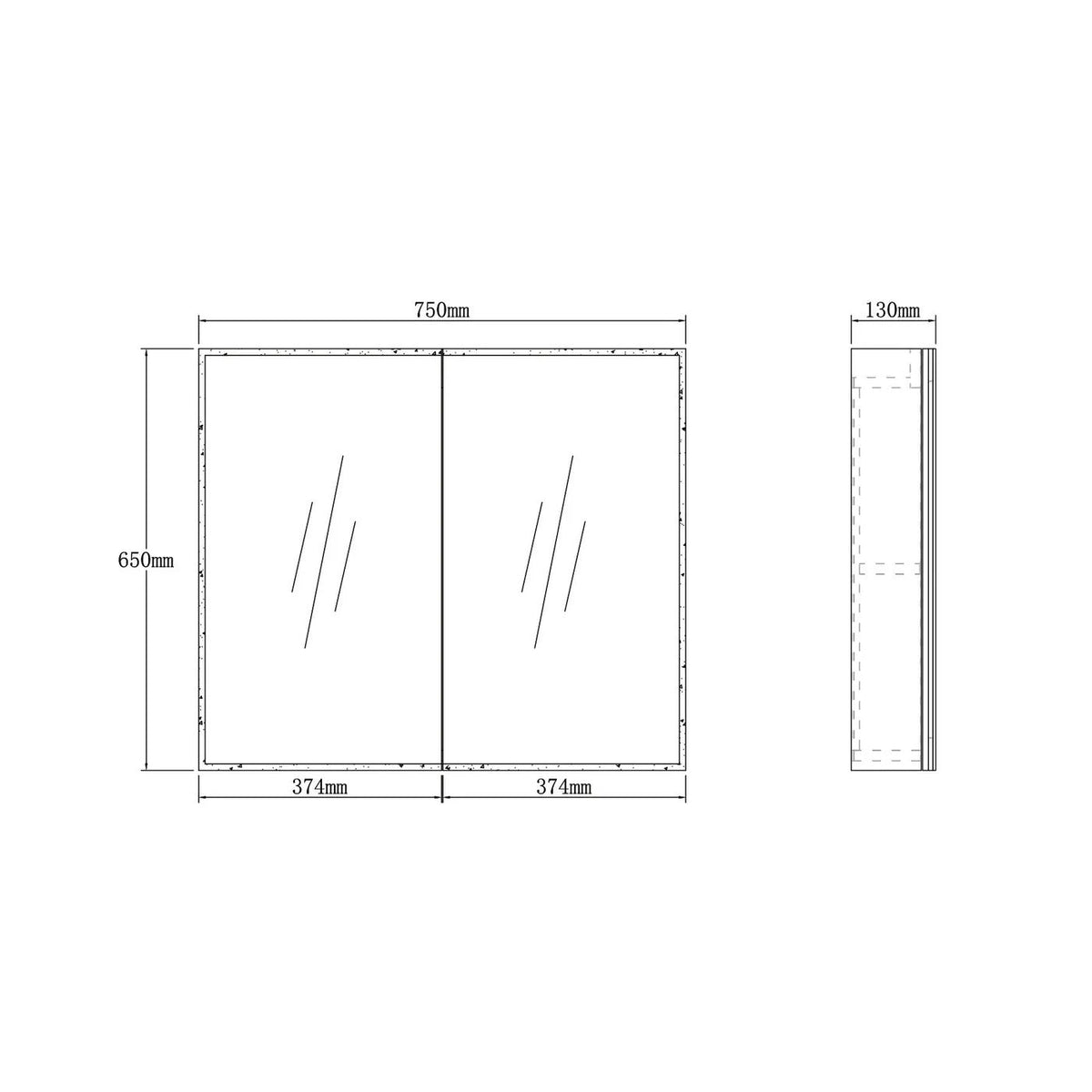 OTTI MOONLIGHT LED MATTE WHITE WALL HUNG SHAVING CABINET 750MM