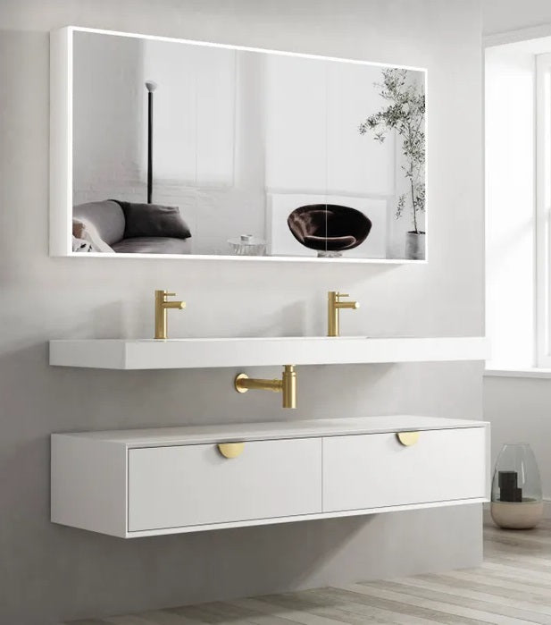 OTTI MOONLIGHT WALL HUNG CABINET AND BASIN WHITE 1500MM