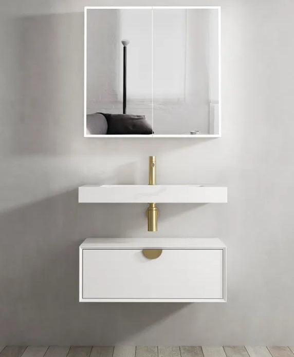 OTTI MOONLIGHT WALL HUNG CABINET AND BASIN WHITE 750MM