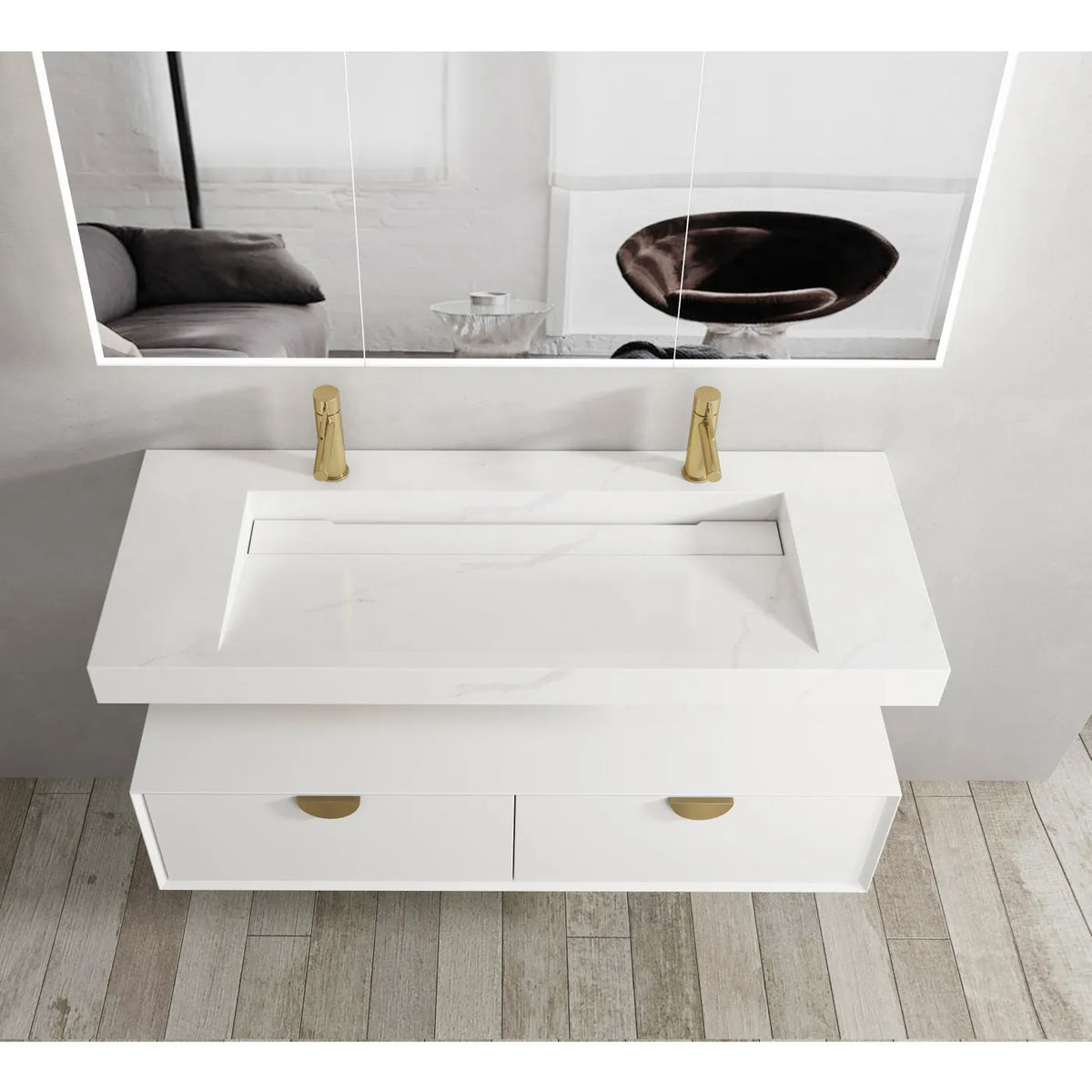 OTTI MOONLIGHT WALL HUNG CABINET AND BASIN WHITE 1200MM