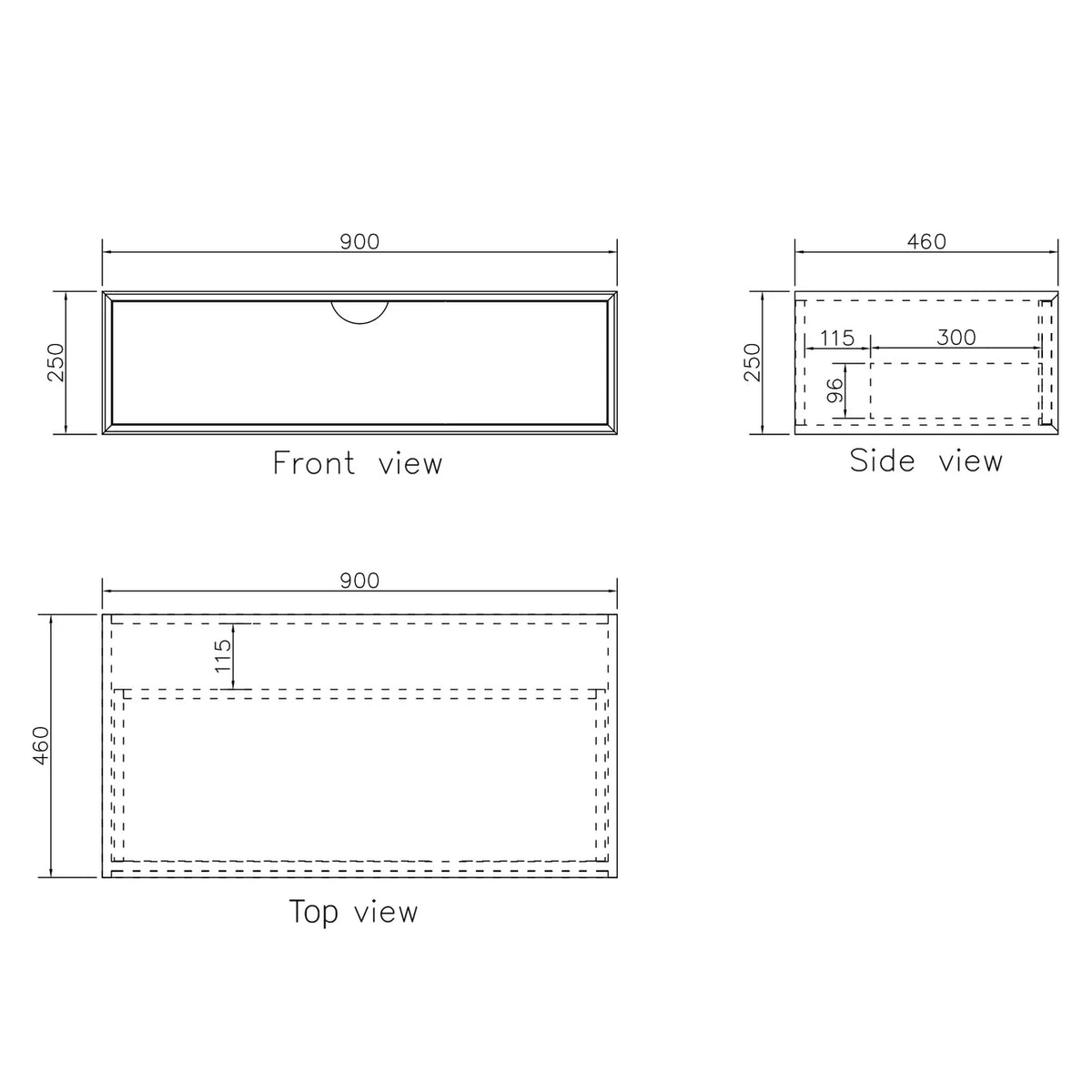 OTTI MOONLIGHT WALL HUNG CABINET AND BASIN WHITE 900MM