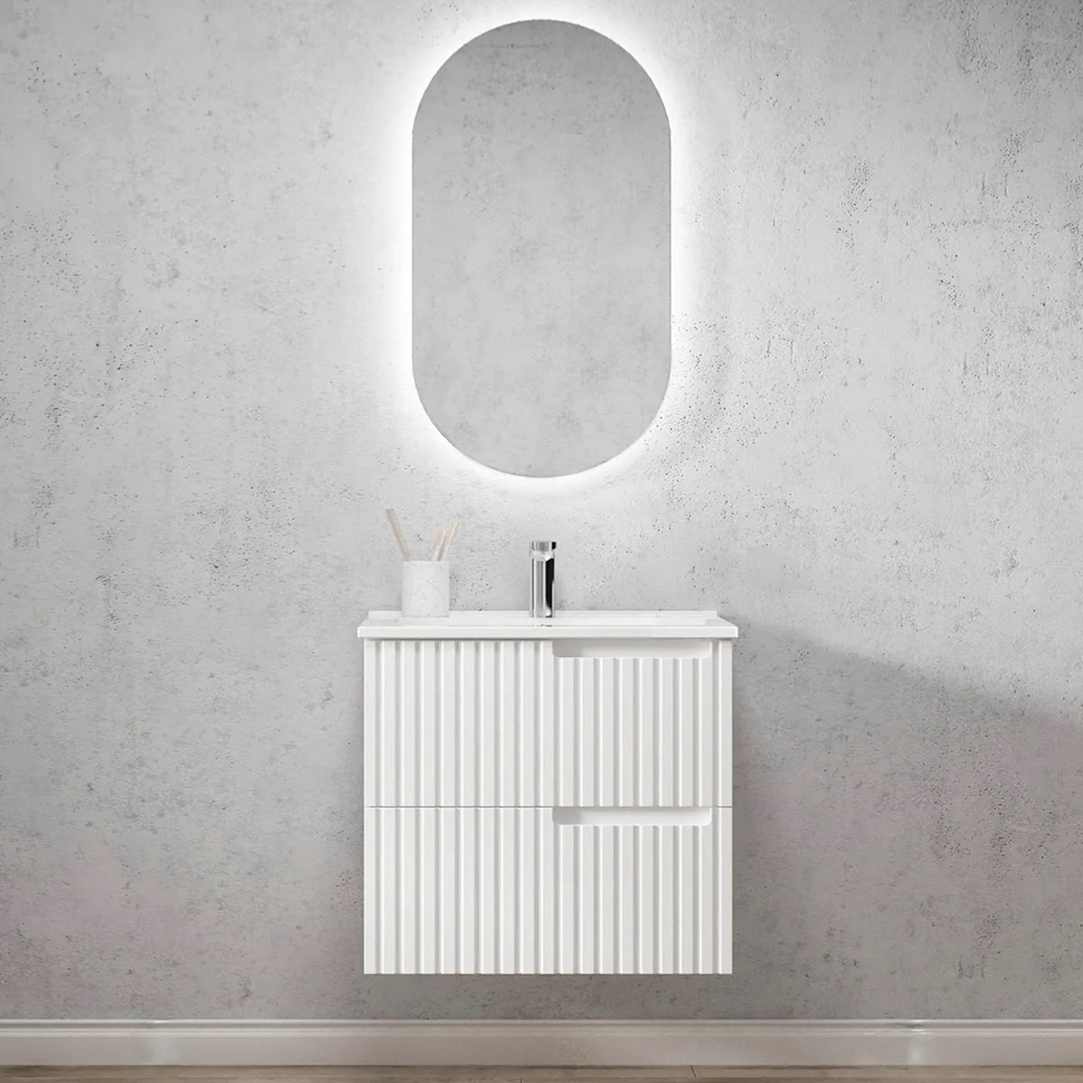 OTTI NOOSA MATTE WHITE 600MM WALL HUNG VANITY