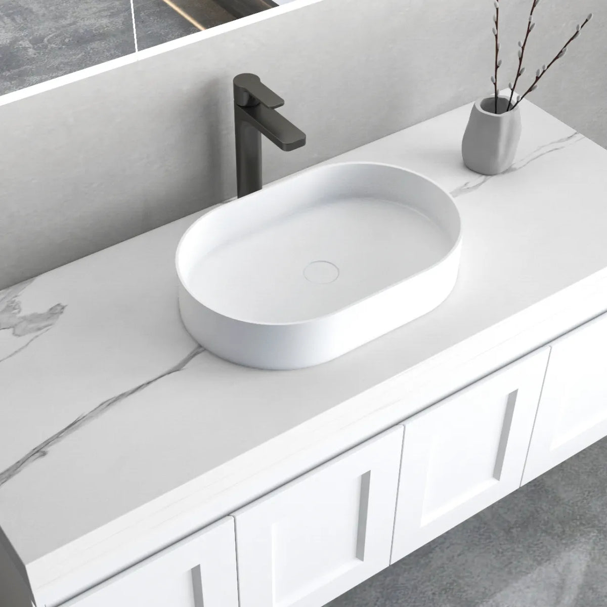 OTTI NOOSA SOLID SURFACE BASIN MATTE WHITE 585MM