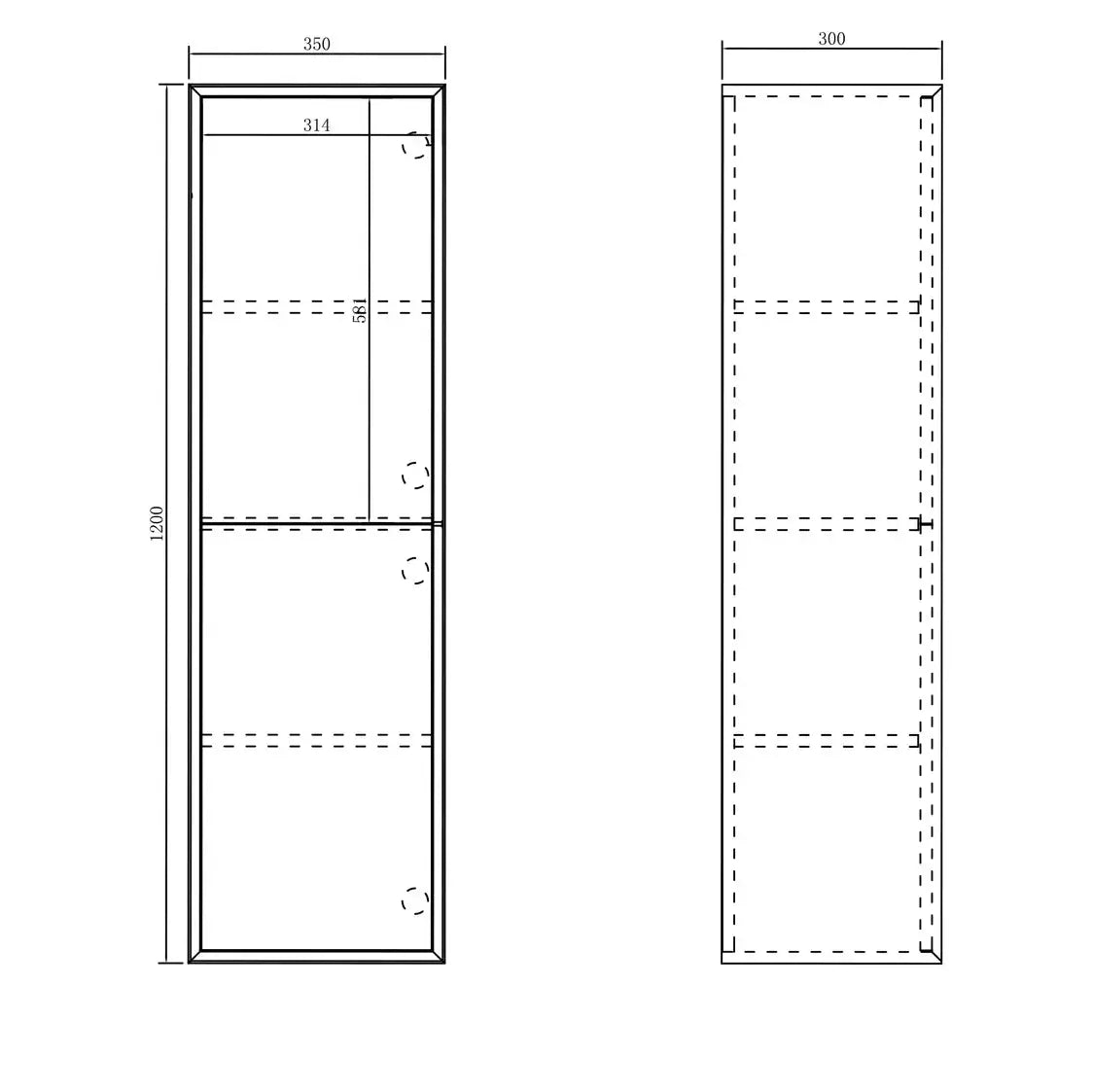 OTTI NOOSA WALL HUNG TALL BOY 350MM X 1200MM MATTE WHITE