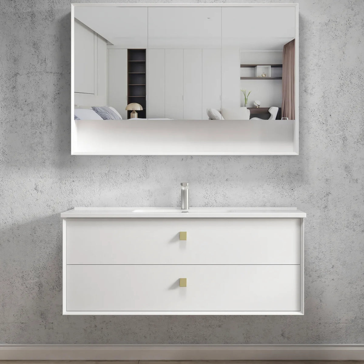 OTTI BOSTON MATTE WHITE 1200MM WALL HUNG VANITY