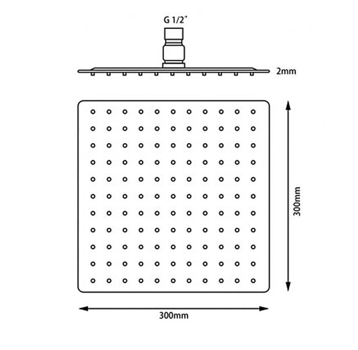 INSPIRE STAINLESS SHOWER HEAD SQ 300 BLACK