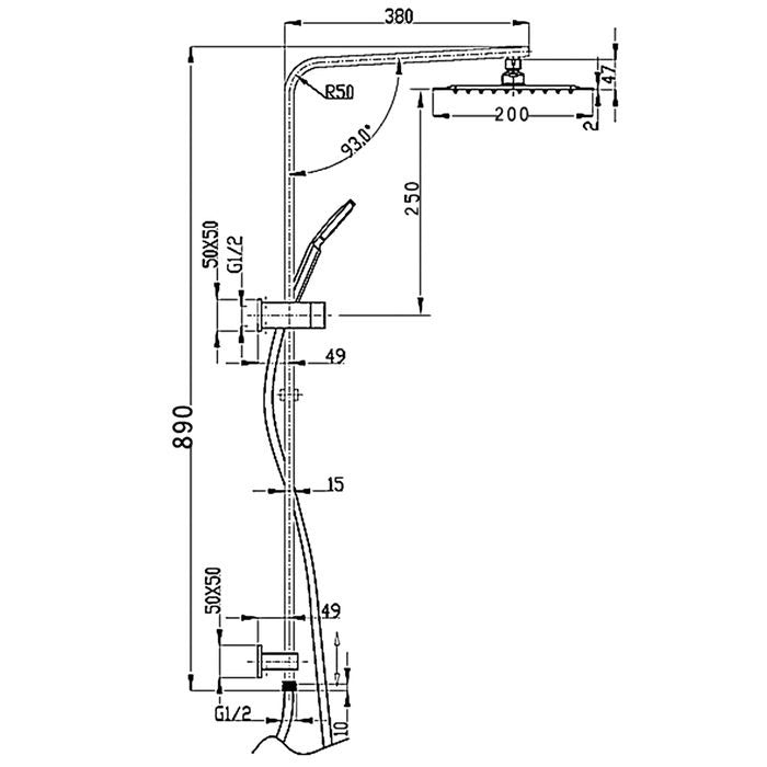 INSPIRE TARAN COMBO SHOWER SET WITH SINGLE HOSE  MATTE BLACK (TOP INLET)