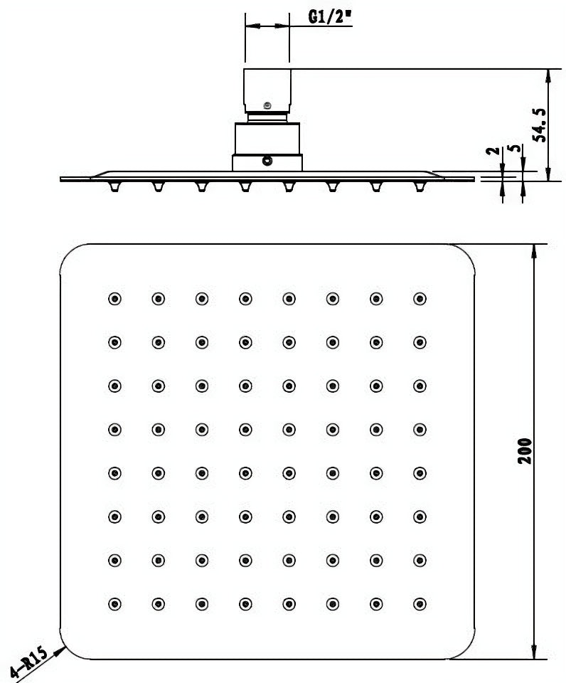 INSPIRE STAINLESS SHOWER HEAD SQUARE 200MM CHROME