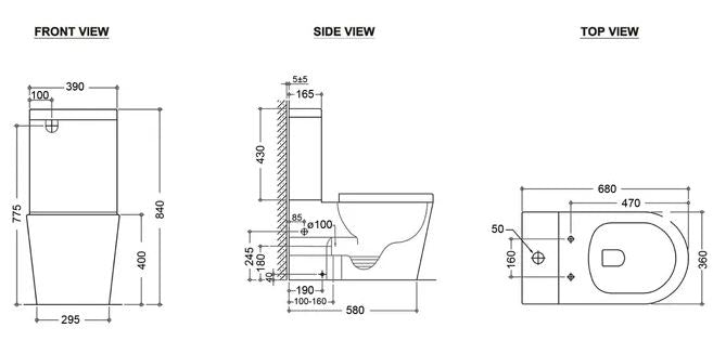 INSPIRE ALZANO RIMLESS TOILET SUITE GLOSS WHITE