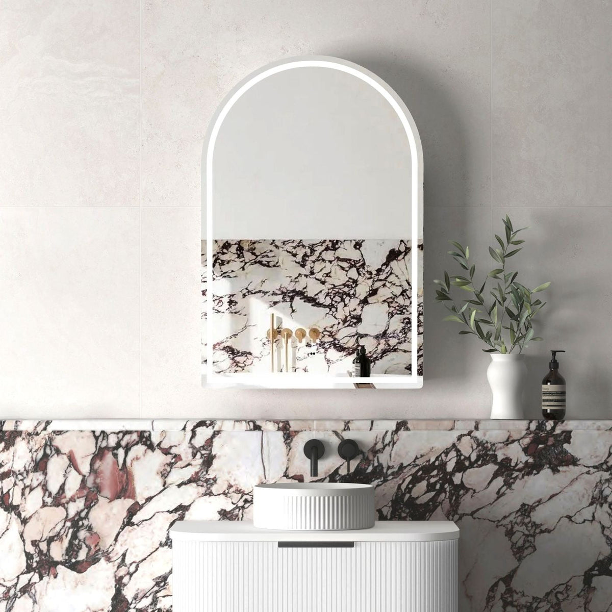 OTTI ARCHIE MATTE WHITE LED SHAVING CABINET 900MM