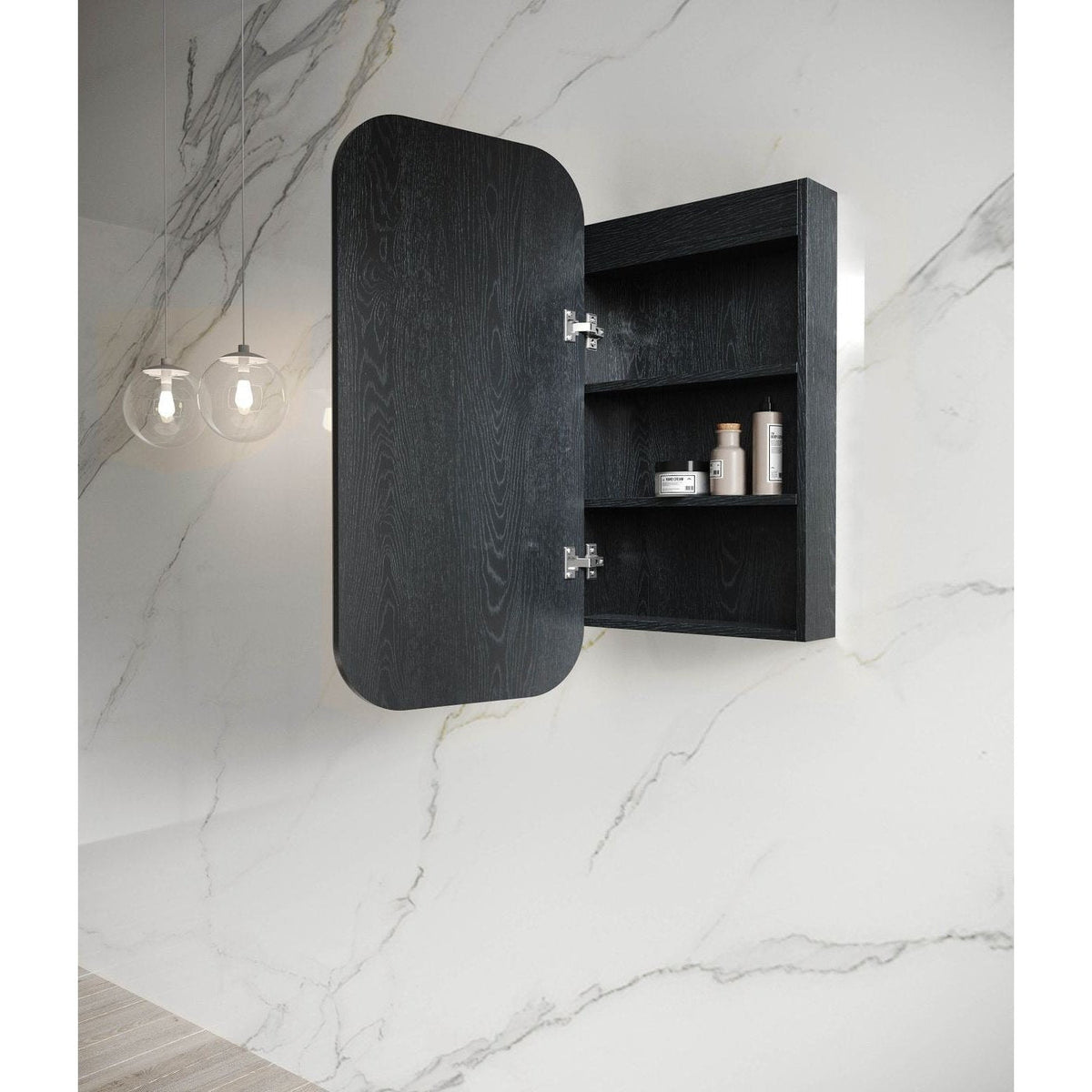 OTTI NEWPORT BLACK OAK SOFT LED SHAVING CABINET 900MM