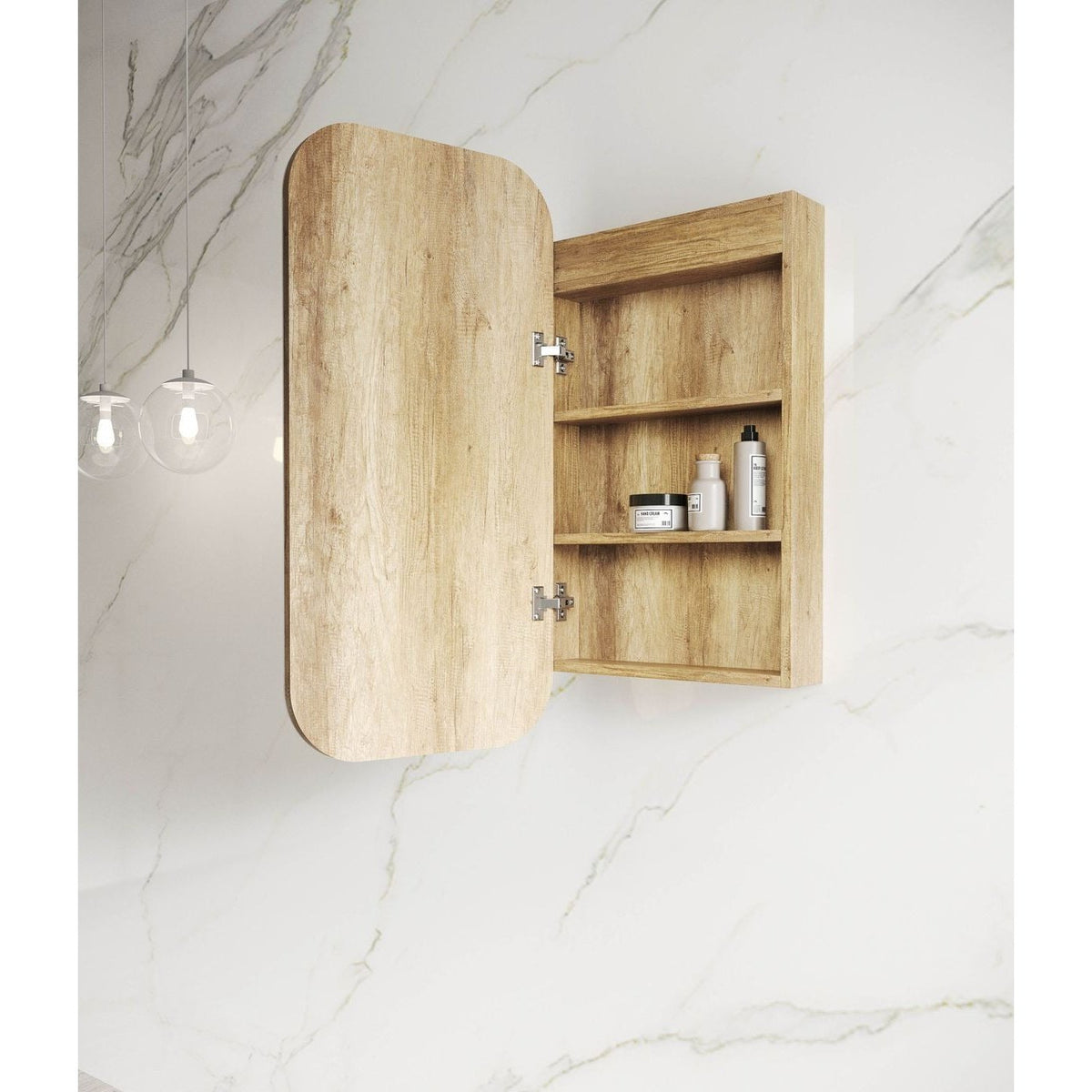 OTTI NEWPORT NATURAL OAK SOFT LED SHAVING CABINET 900MM