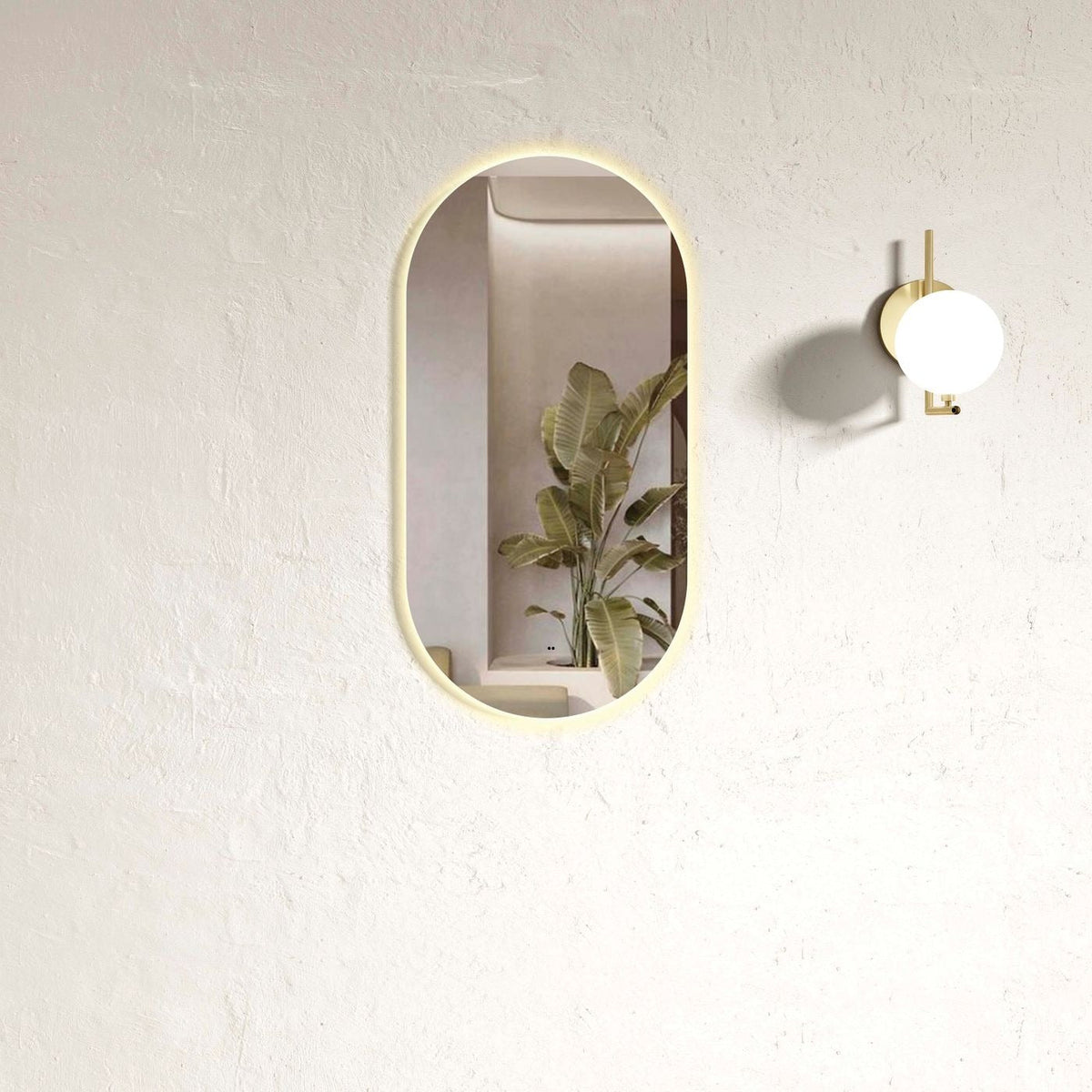 OTTI NOOSA LED OVAL TUFFI GLASS MIRROR ANTI FOG WITH SENSOR 450X900MM