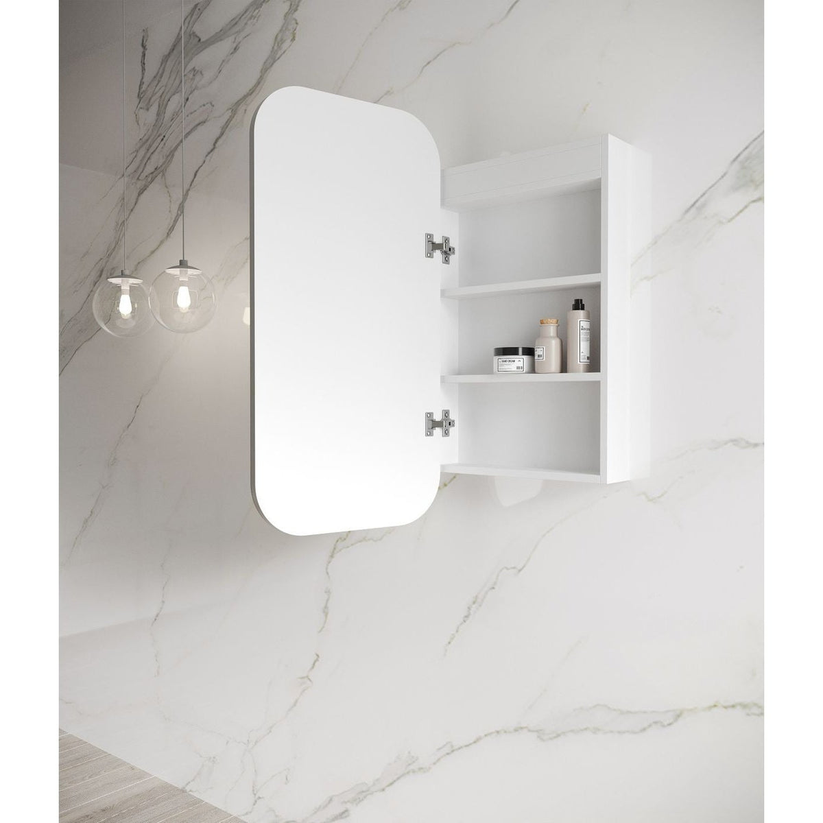 OTTI NEWPORT MATTE WHITE SOFT LED SHAVING CABINET 900MM