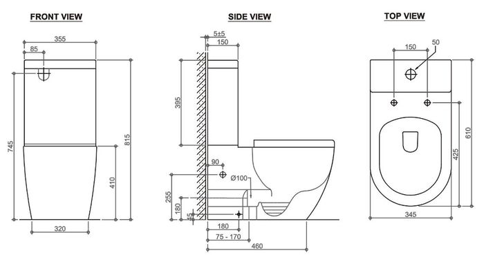 INSPIRE DELUSO RIMLESS TOILET SET GLOSS WHITE