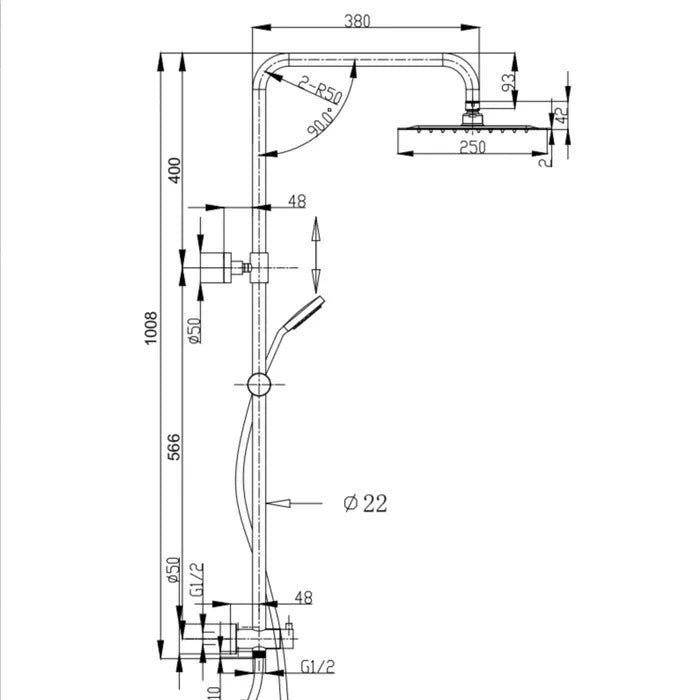 INSPIRE PAVIA DUAL HOSE SHOWER SYSTEM CHROME