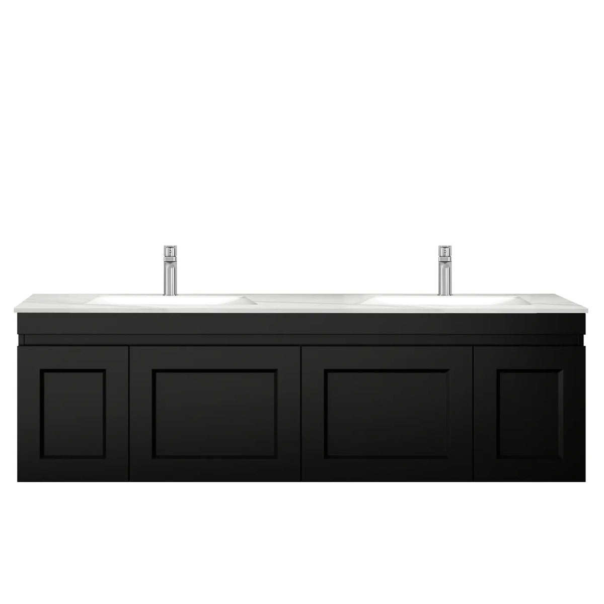 OTTI HAMPTON MARK II MATTE BLACK 1500MM DOUBLE BOWL WALL HUNG VANITY